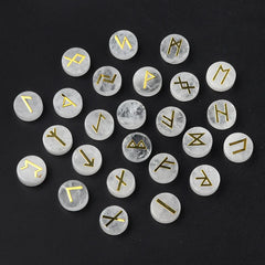 25pcs Round Healing Crystals Runes Stones – Natural Quartz Energy Gemstone