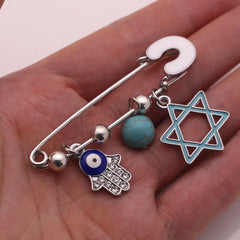 Star of David & Evil Eye Hebrew Baby Pin Brooch