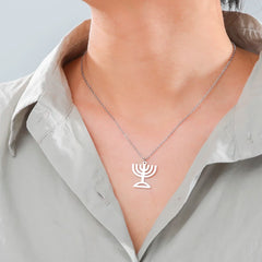 Menorah Candle Holder Pendant Necklace