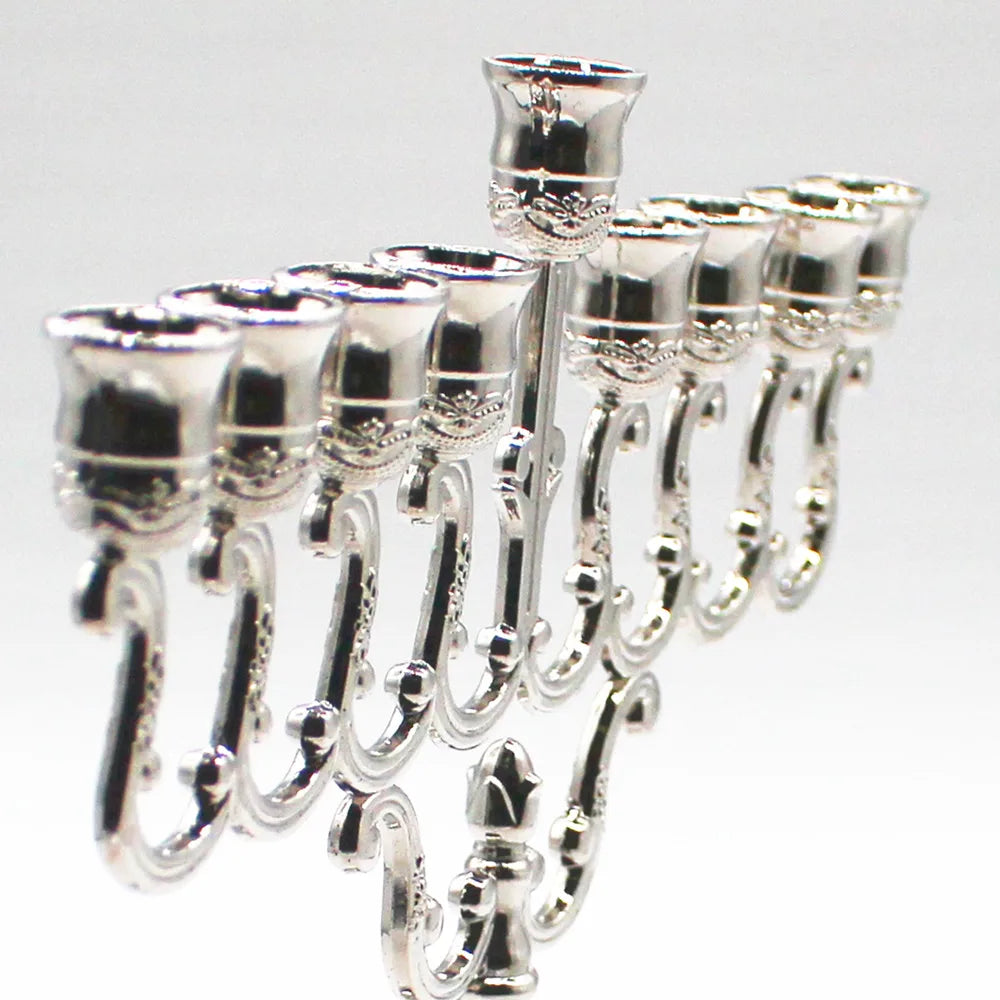 Hanukkah Menorah Candle Holder - Silver Color