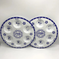 Passover Melamine Seder Plates – 12-inch Round Kaarah Tray for Pesach