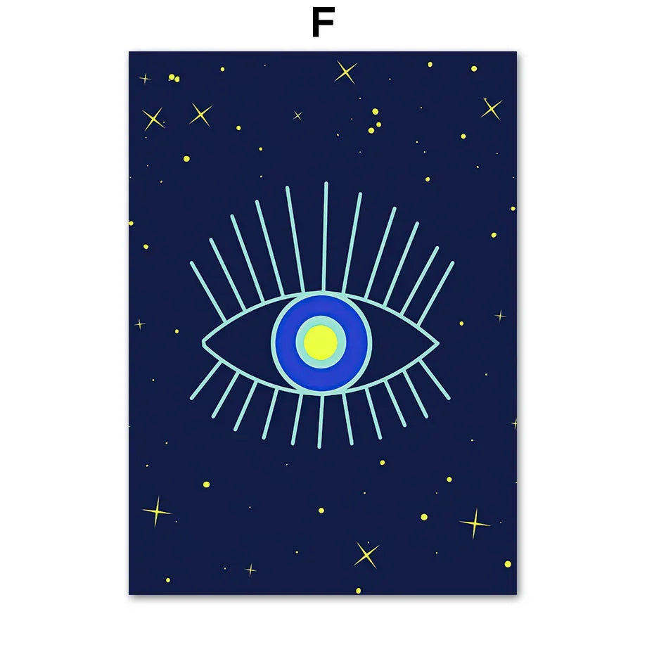 Abstract Evil Eye Hamsa Minimalist Wall Art