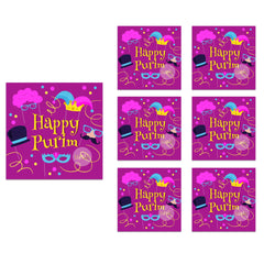 Purim Celebration Stickers – Self-Adhesive Square Labels for Jewish Holiday Gift Bag Decor