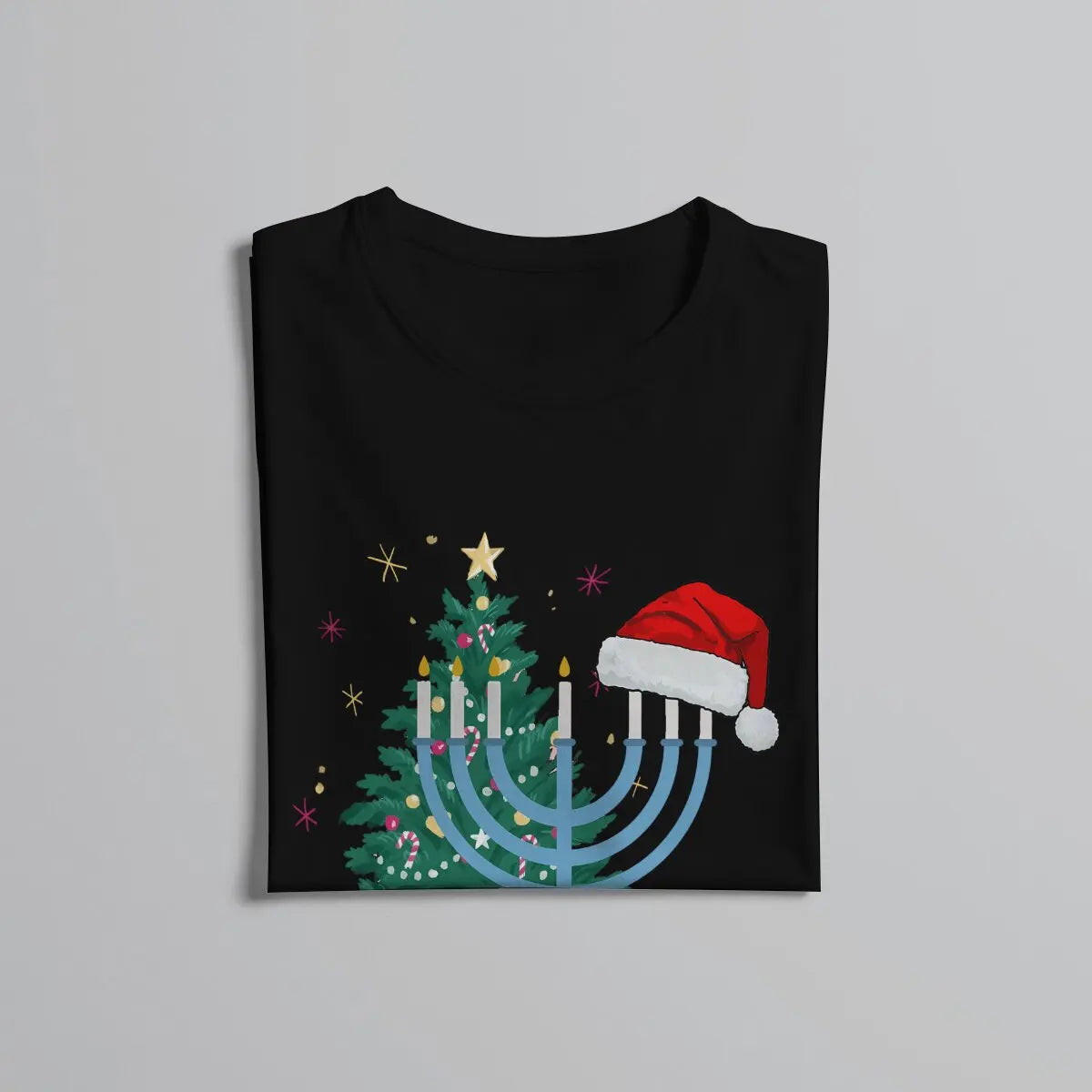 Funny Chrismukkah Harajuku T-Shirt - Happy Hanukkah Pattern Streetwear