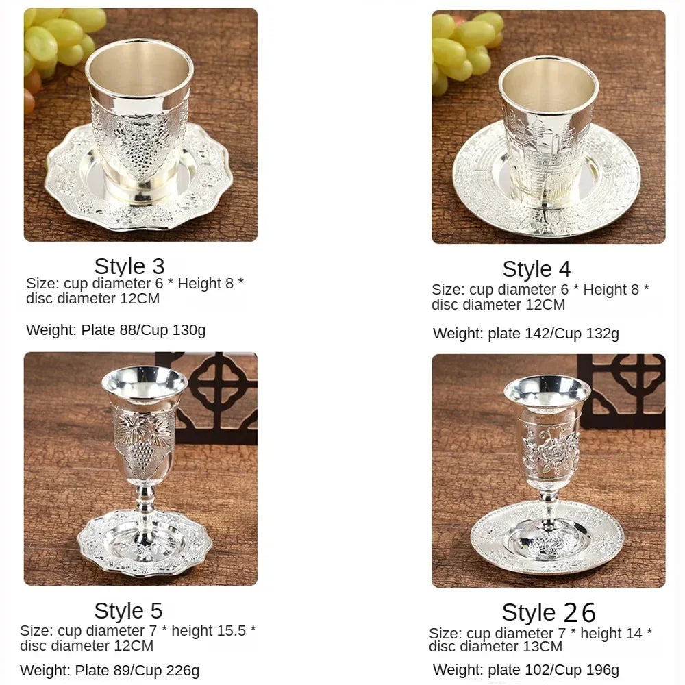 Kiddush Cup & Tray Set – Ideal for Shabbat, Havdalah, and Jewish Celebrations