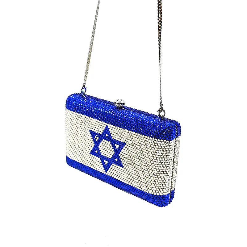 Suportive Israel Flag Crystal Clutch