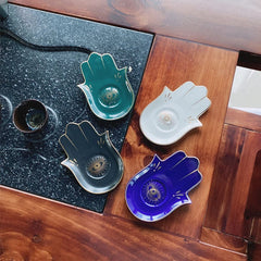 Ceramic Evil Eye Hamsa Hand Jewelry Tray