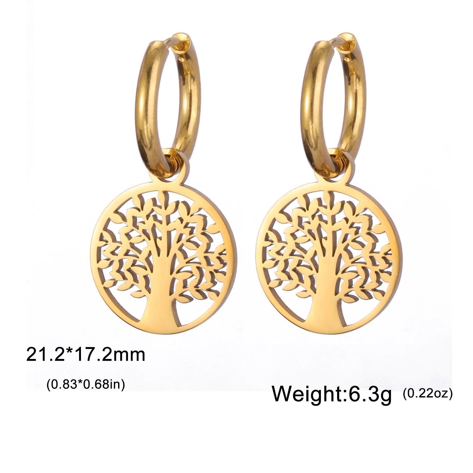 Star of David Dangle Drop Earrings and Tree of Kabbalah Design - Fashion Jewish Jewelry