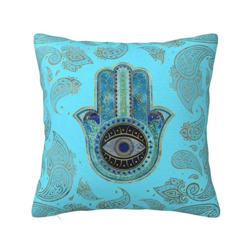 Fatima Hamsa Hand Cushion Covers - Evil Eye Velvet Pillow Case