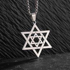 Stainless Steel Solomon Six-Pointed Star Necklace for Men & Women | Star of David Jerusalem Jewish Amulet Jewelry