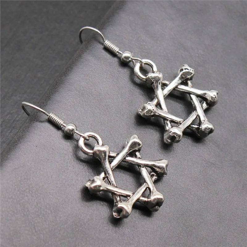 Vintage Silver Star of David Hoop Earrings