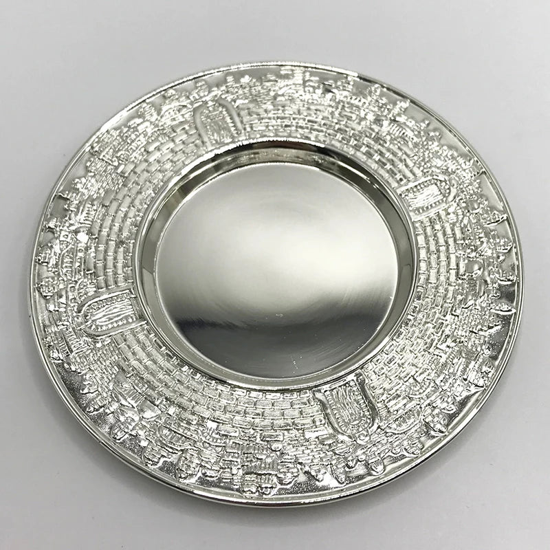 Kiddush Cup and Tray - Metal Wine Cup for Shabbat, Havdalah, and Jewish Holidays