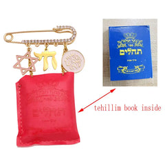 Red Stroller Pin - Jewish Baby Gift with Star of David and Hebrew Baby Brooch