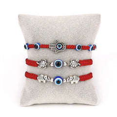 Handmade Red String Hamsa & Evil Eye Bracelet - Kabbalah Protection