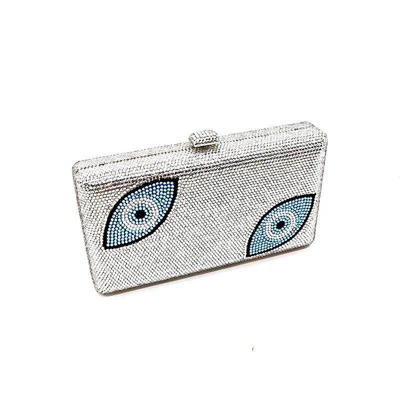 Evil Eye Design Crystal Clutch