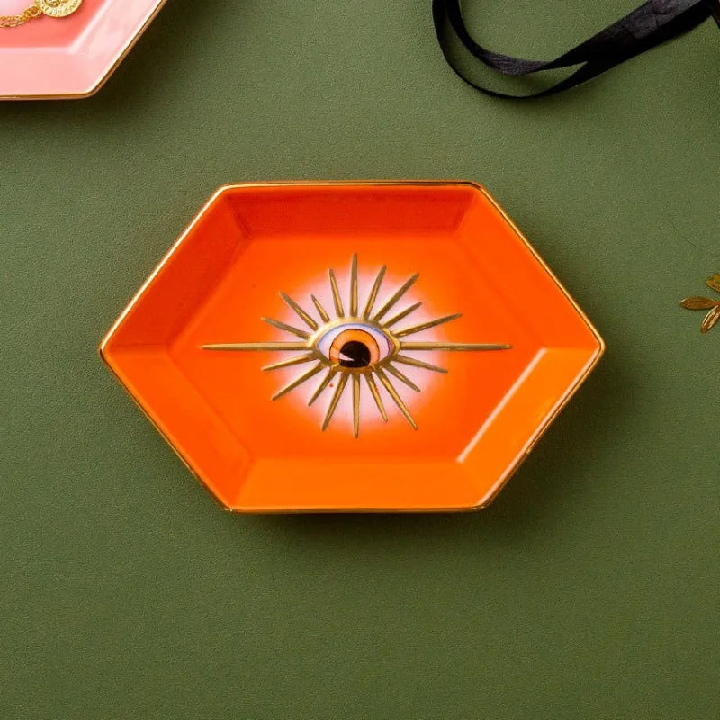 Creative Colorful Hexagonal Eye Tray – Ceramic Jewelry Storage