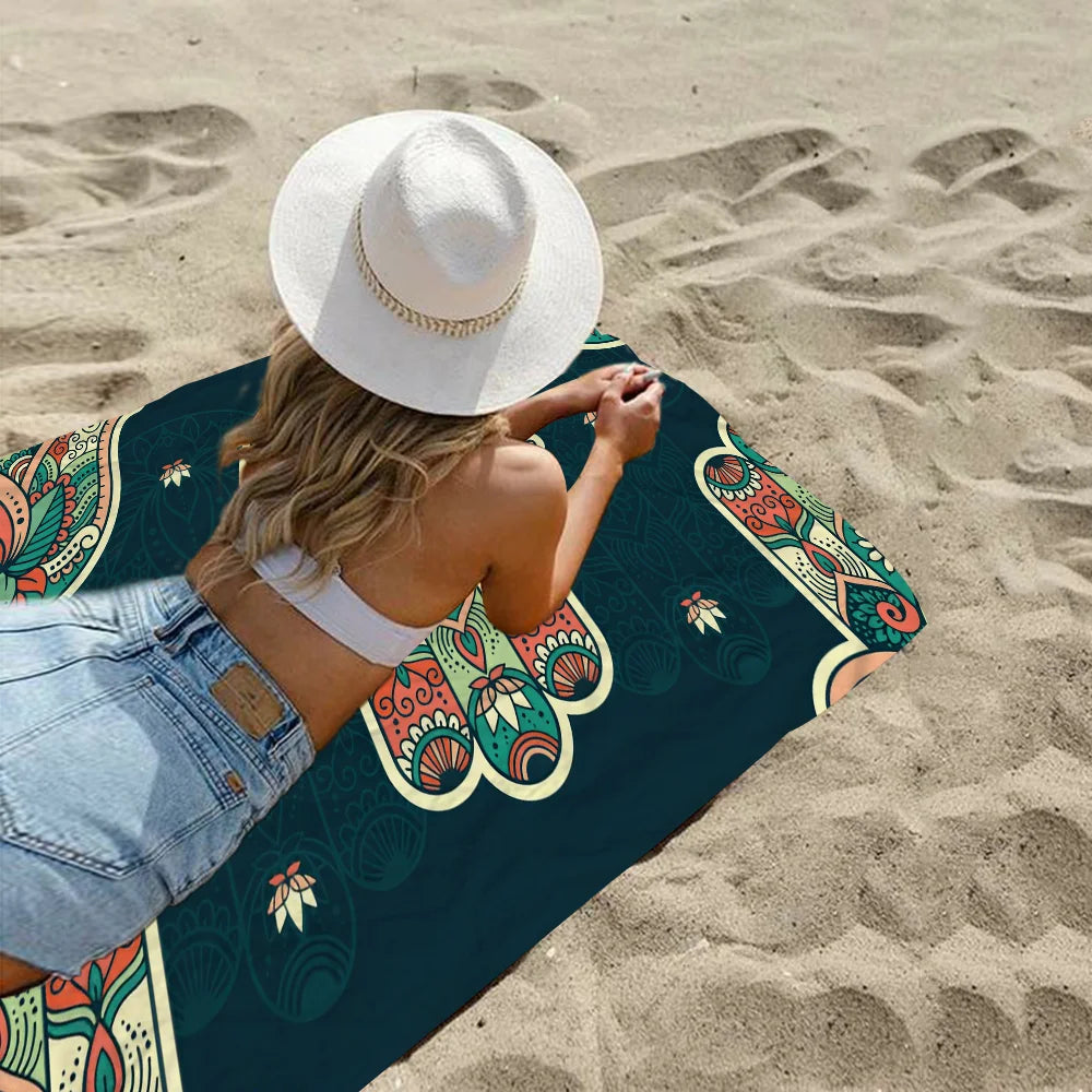 Hamsa Hand of Fatima Beach Towel