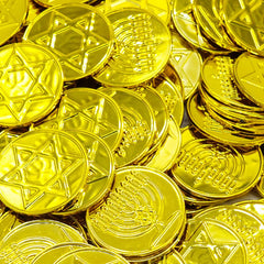 100pcs Hanukkah Gold Coin Plastic Chips