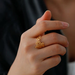 Lotus Hamsa Hand Ring