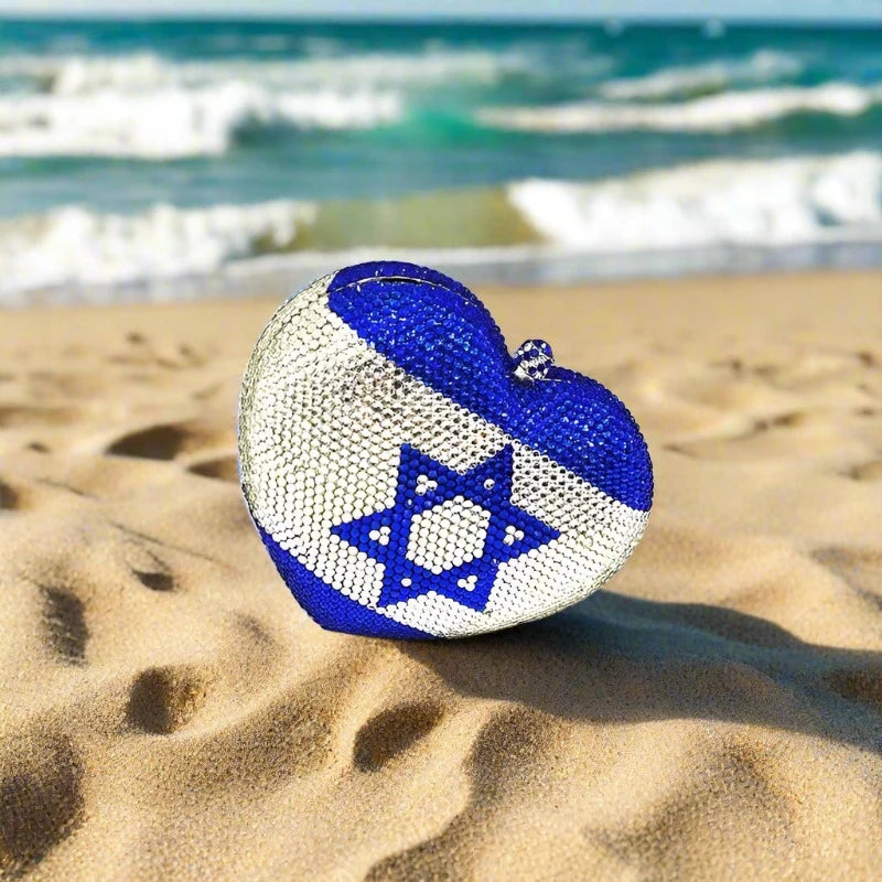 Suportive Israel Flag Heart-Shaped Clutch