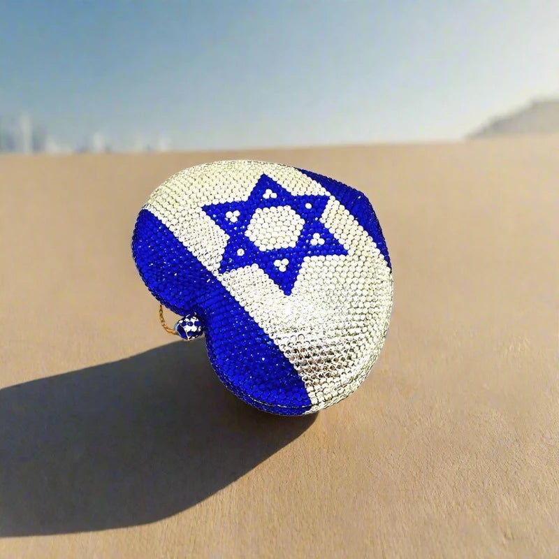 Suportive Israel Flag Heart-Shaped Clutch