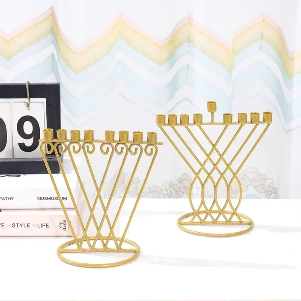 9-Branch Judaica Menorah Candle Holder