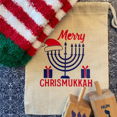 5pcs Merry Chrismukkah Gift Bags - Menorah Hanukkah Judaica Christmas Keepsake