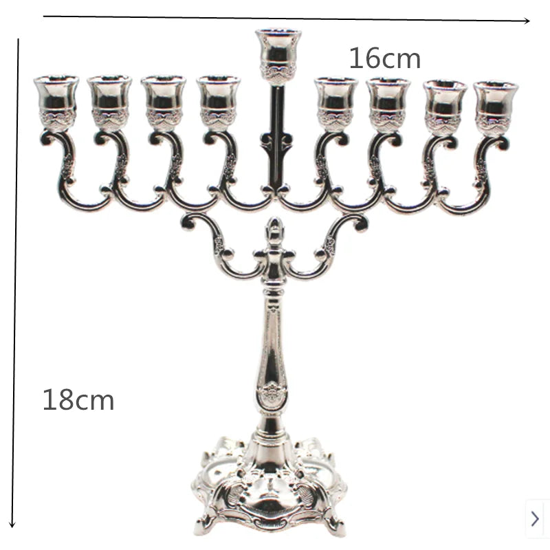 Hanukkah Menorah Candle Holder - Silver Color