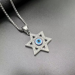 Vintage Punk Evil Eye Hexagram Star Stainless Steel Pendant