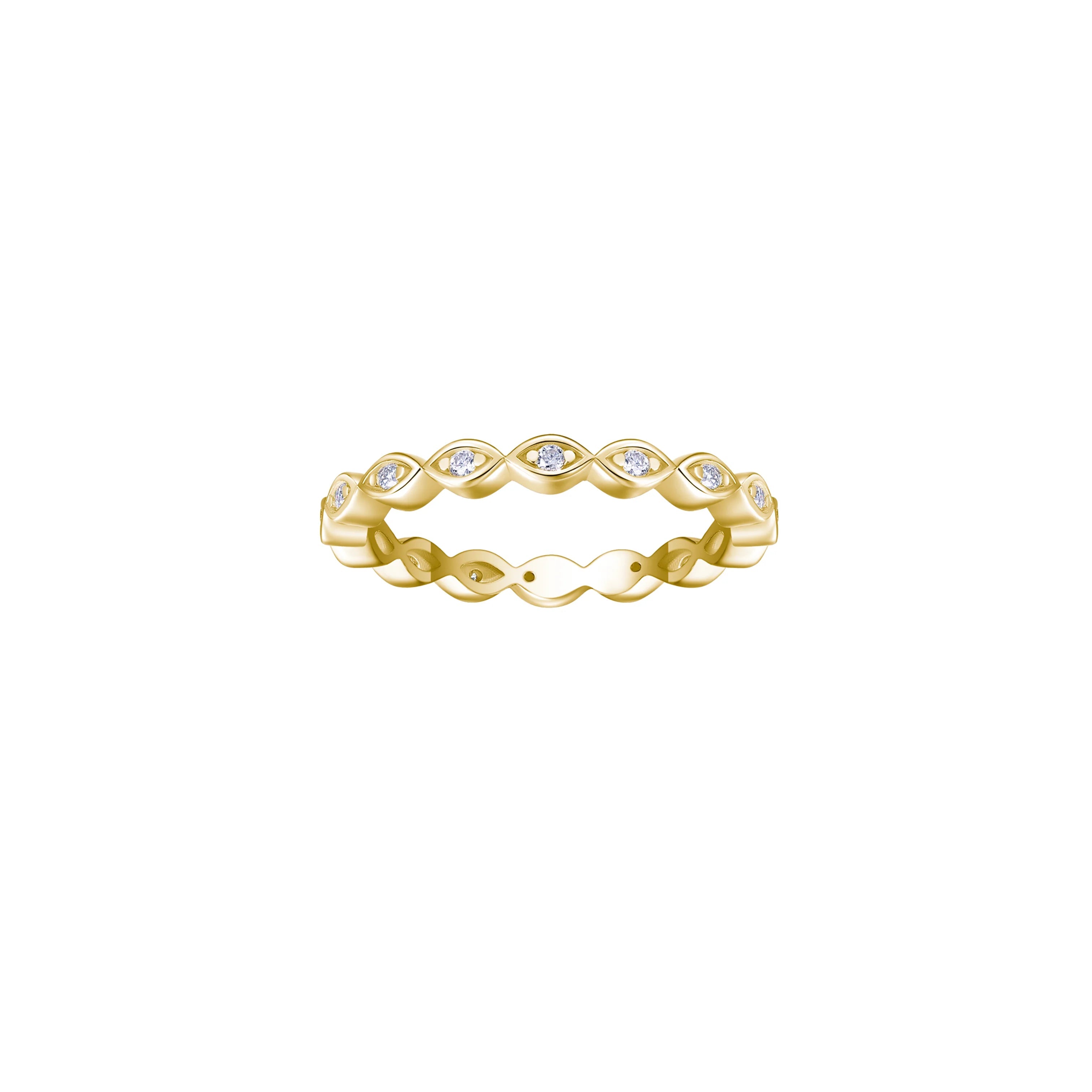 1.2mm Gold-Plated Moissanite Evil Eye Eternity Band Ring