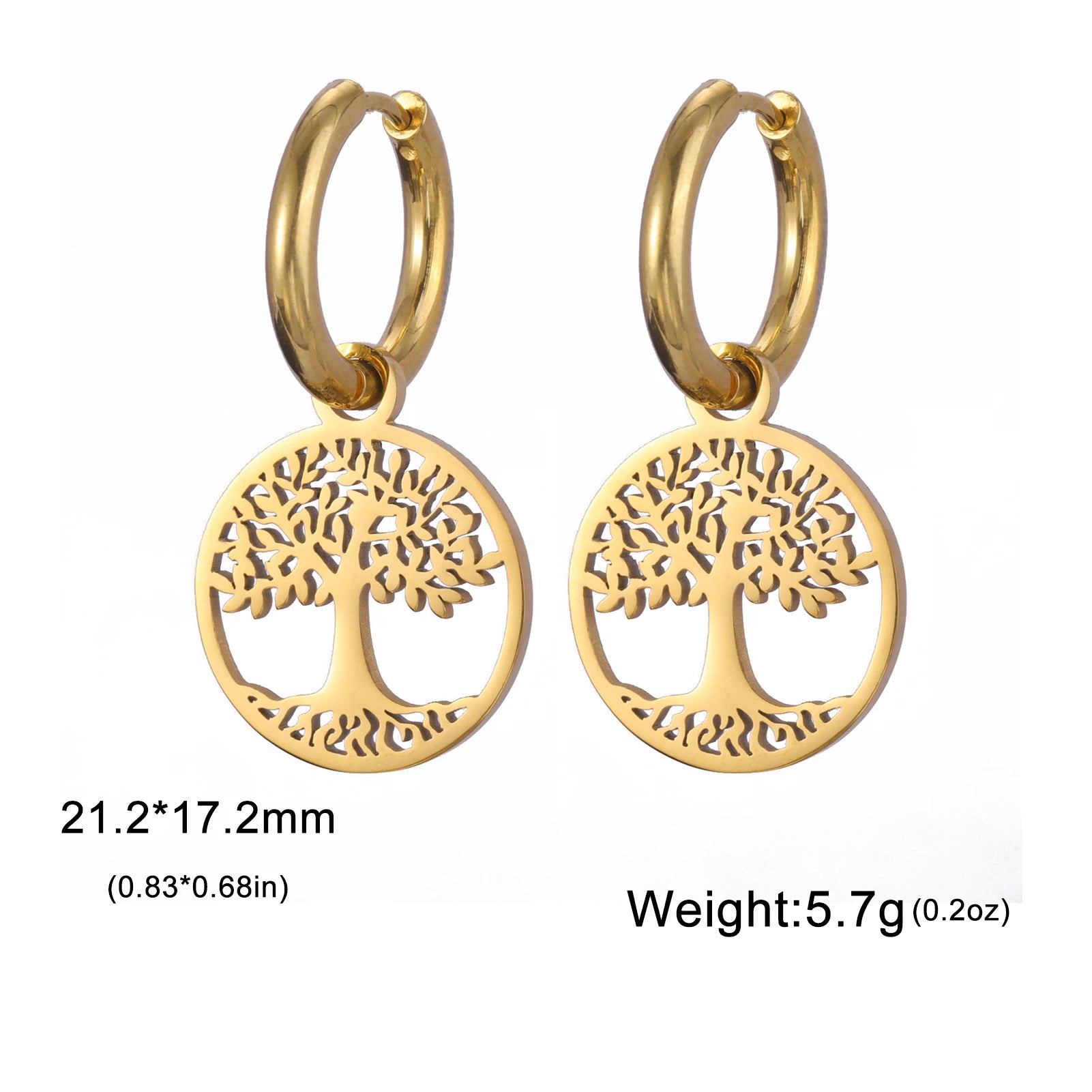 Star of David Dangle Drop Earrings and Tree of Kabbalah Design - Fashion Jewish Jewelry