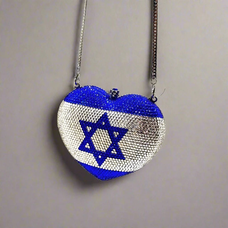 Suportive Israel Flag Heart-Shaped Clutch