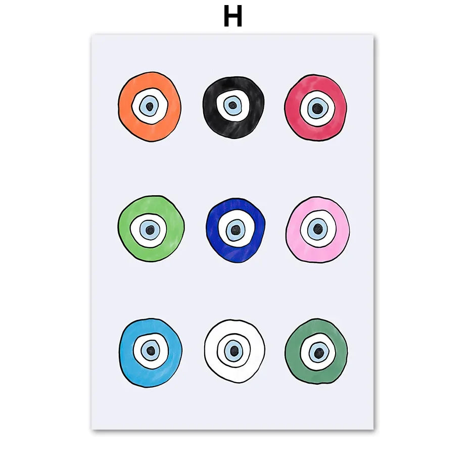 Abstract Evil Eye Hamsa Minimalist Wall Art