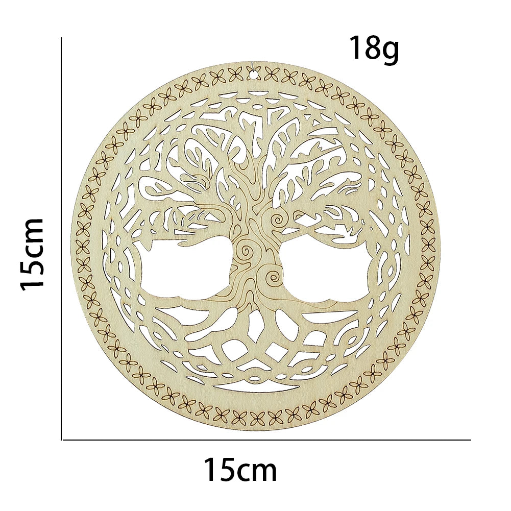 15cm Laser-Cut Kabbalah Tree of Life Wooden Hanging Decor