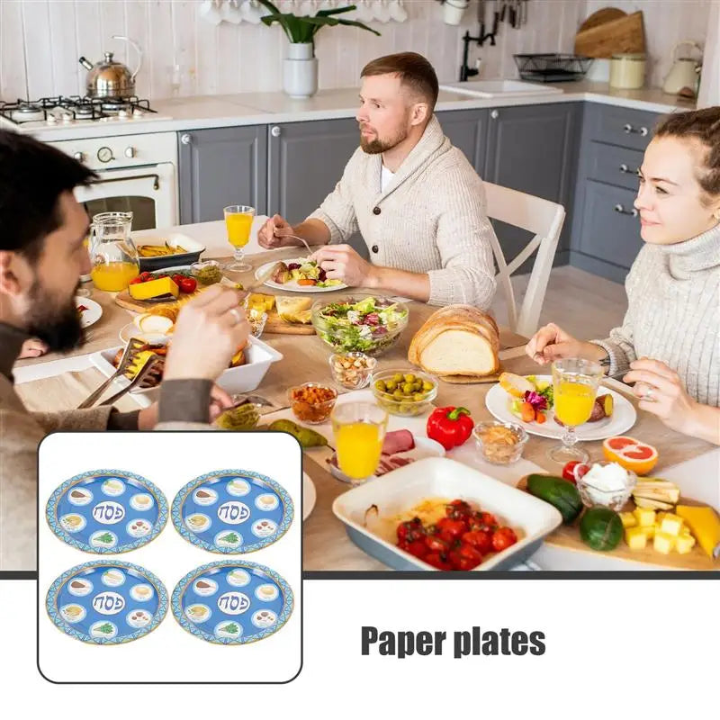 8pcs Disposable Paper Plates for Jewish Passover Dinner