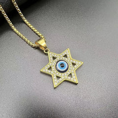 Vintage Punk Evil Eye Hexagram Star Stainless Steel Pendant