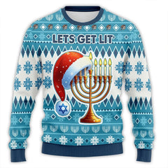 Hanukkah Menorah 3D Printed Christmas Sweater