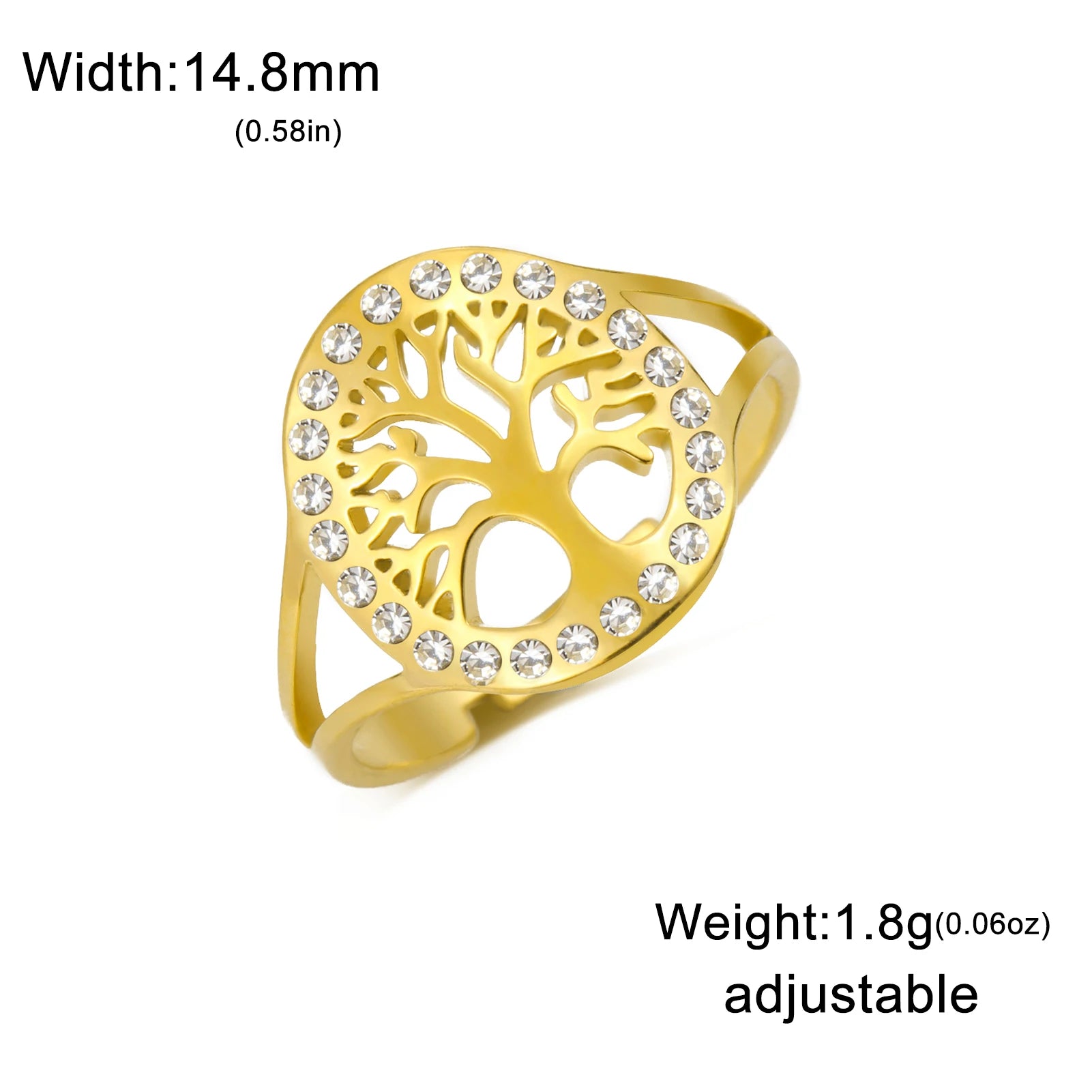 Transparent Haoshi Tree of Life Open Ring