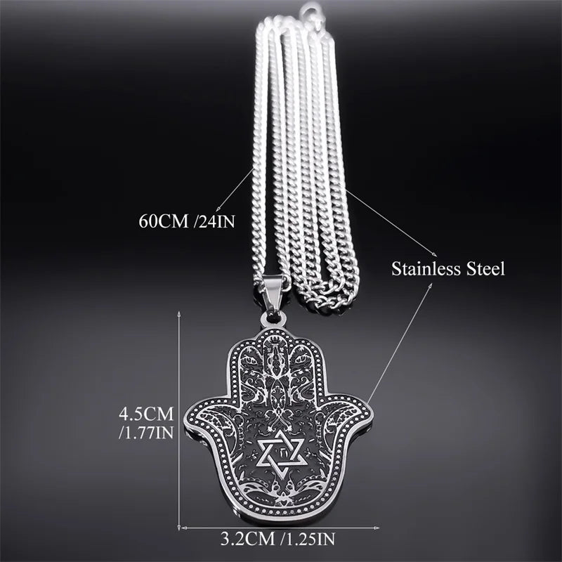 Jerusalem Hamsa Hand of Fatima Necklace