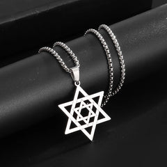 Stainless Steel Solomon Six-Pointed Star Necklace for Men & Women | Star of David Jerusalem Jewish Amulet Jewelry