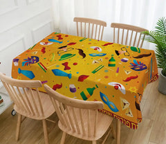 Jewish Purim Tablecloth – Waterproof Washable Rectangle Table Cover for Kitchen & Dining Party Decor