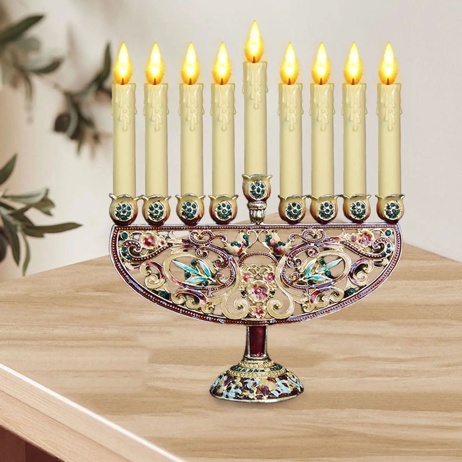 Enamel 9 Branch Hanukkah Menorah