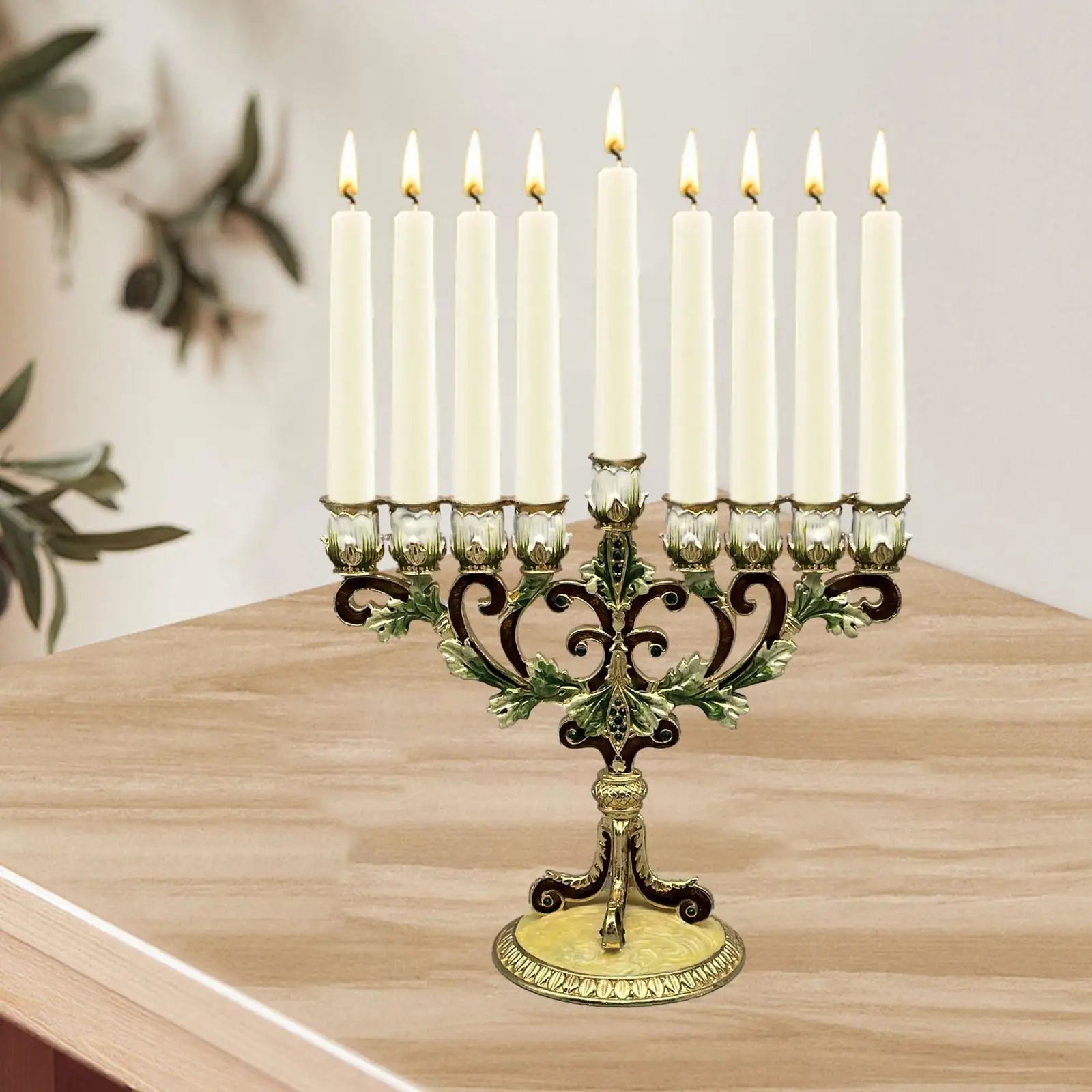 Sturdy Base 9-Branch Candle Holder Hanukkah Menorah