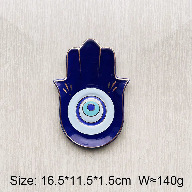 Ceramic Evil Eye Hamsa Hand Jewelry Tray