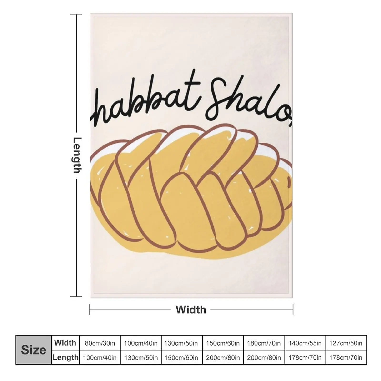 Shabbat Shalom Challah Throw Blanket