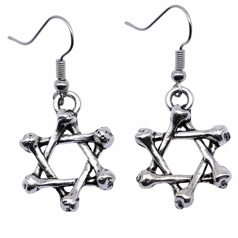 Vintage Silver Star of David Hoop Earrings