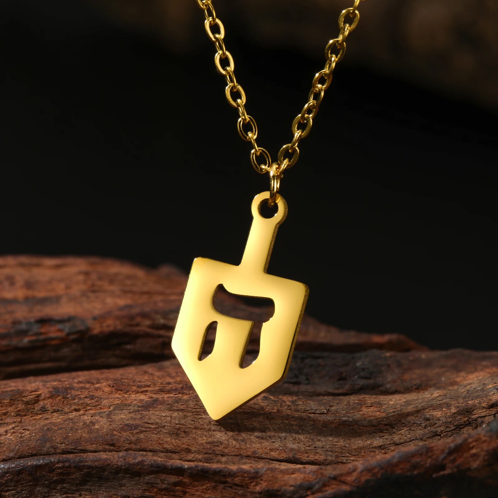 Jewish Dreidel Necklace Hei Nun Shin Charm