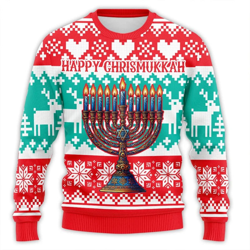 Hanukkah Menorah 3D Printed Christmas Sweater