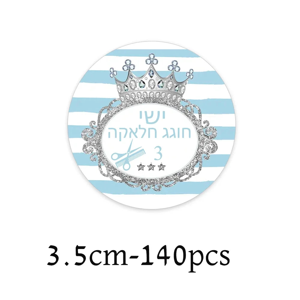 Custom Upsherin Decorations Stickers - Party Kit to celebrate UPSHERNISH at 3 years old