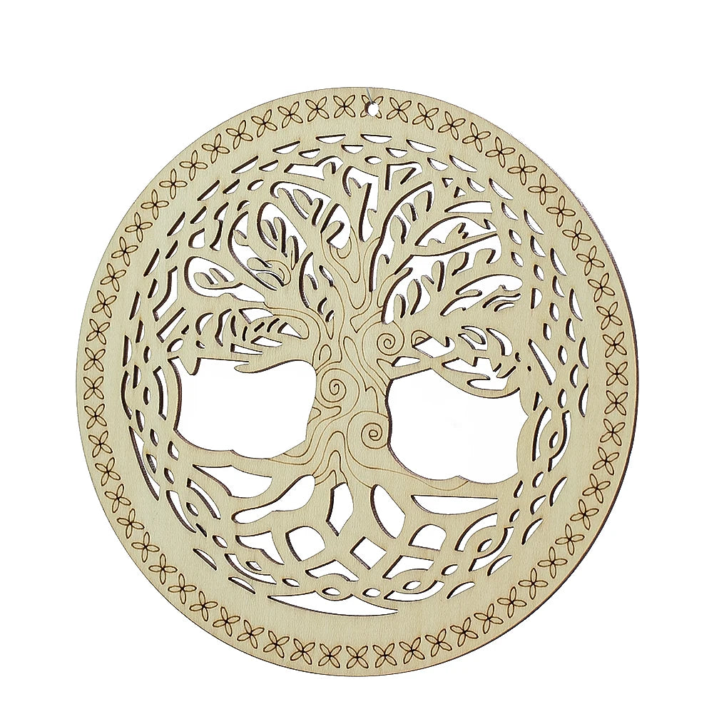 15cm Laser-Cut Kabbalah Tree of Life Wooden Hanging Decor